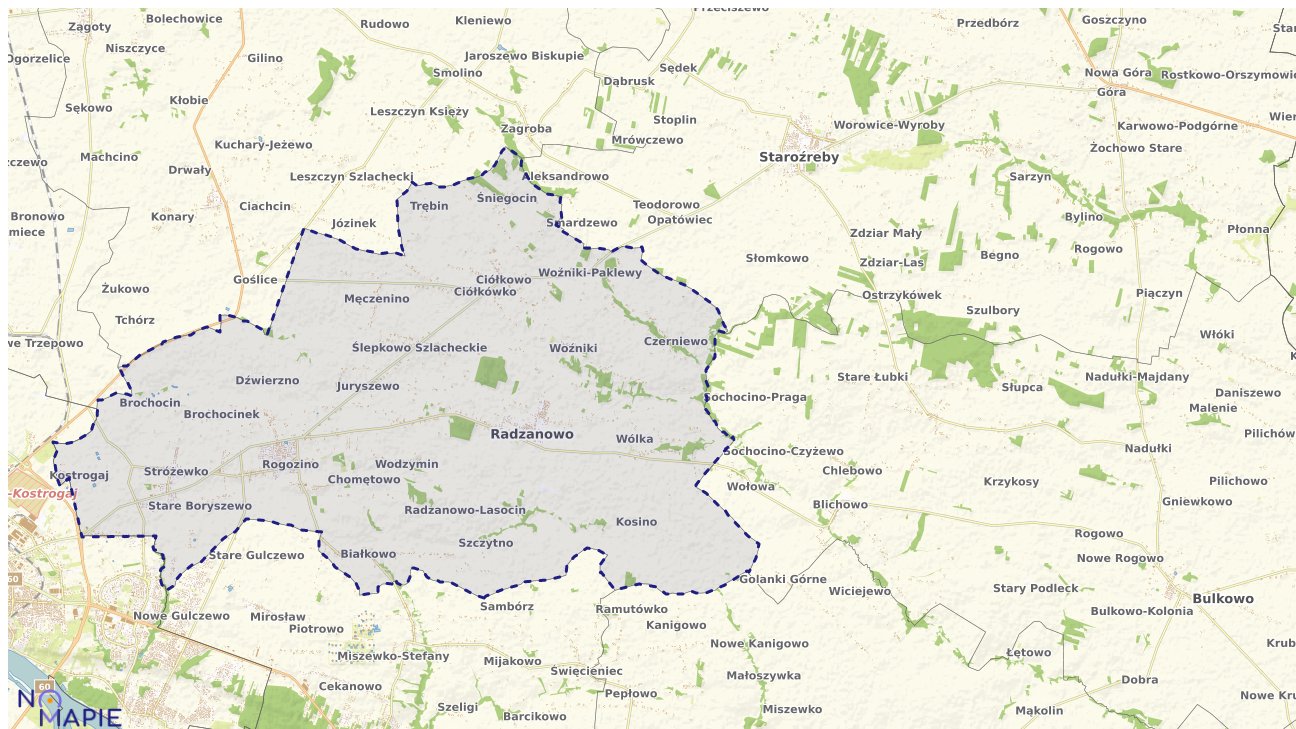 Mapa wyborów do sejmu Radzanowo